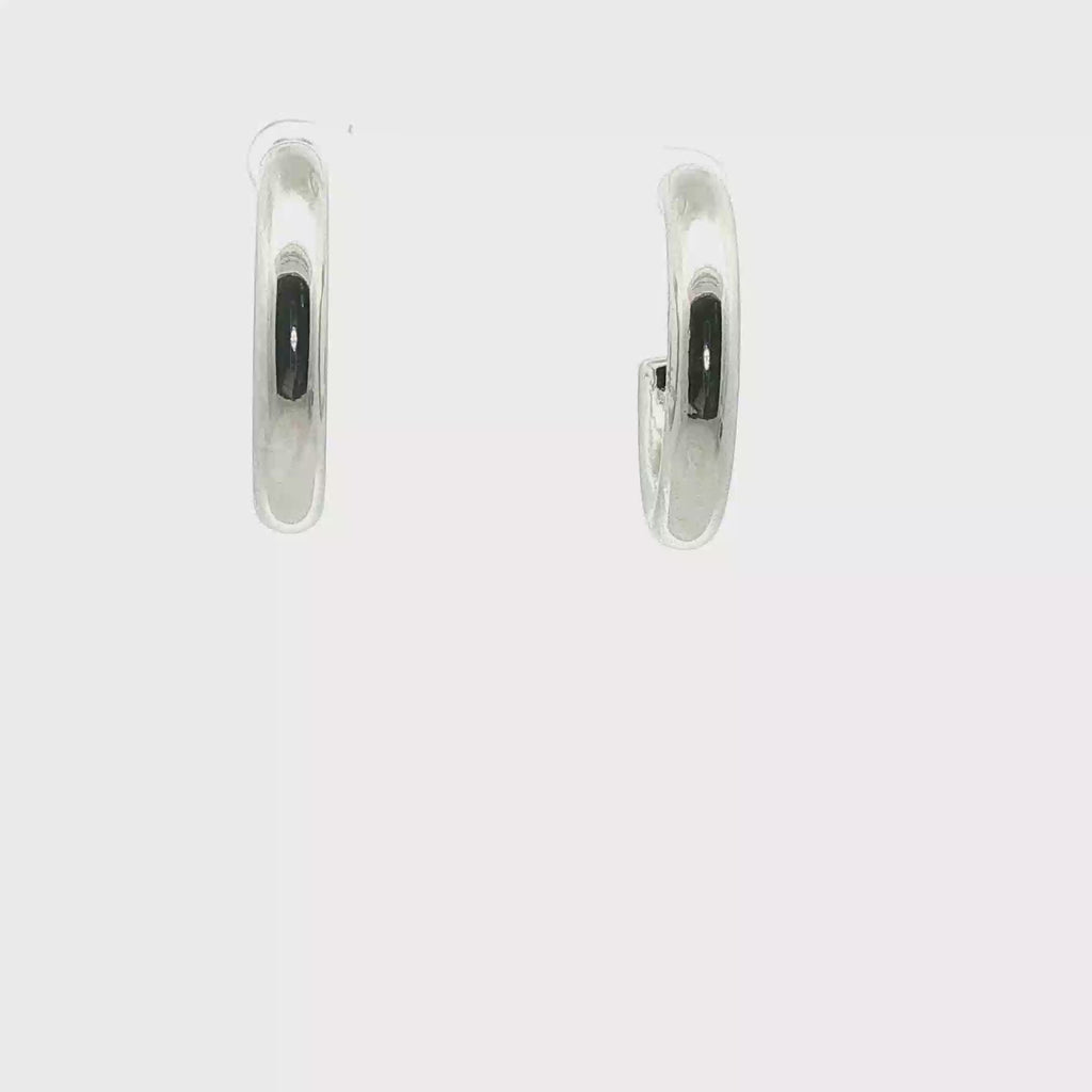 Classic Polished Tubular Hoop Earrings in White Gold