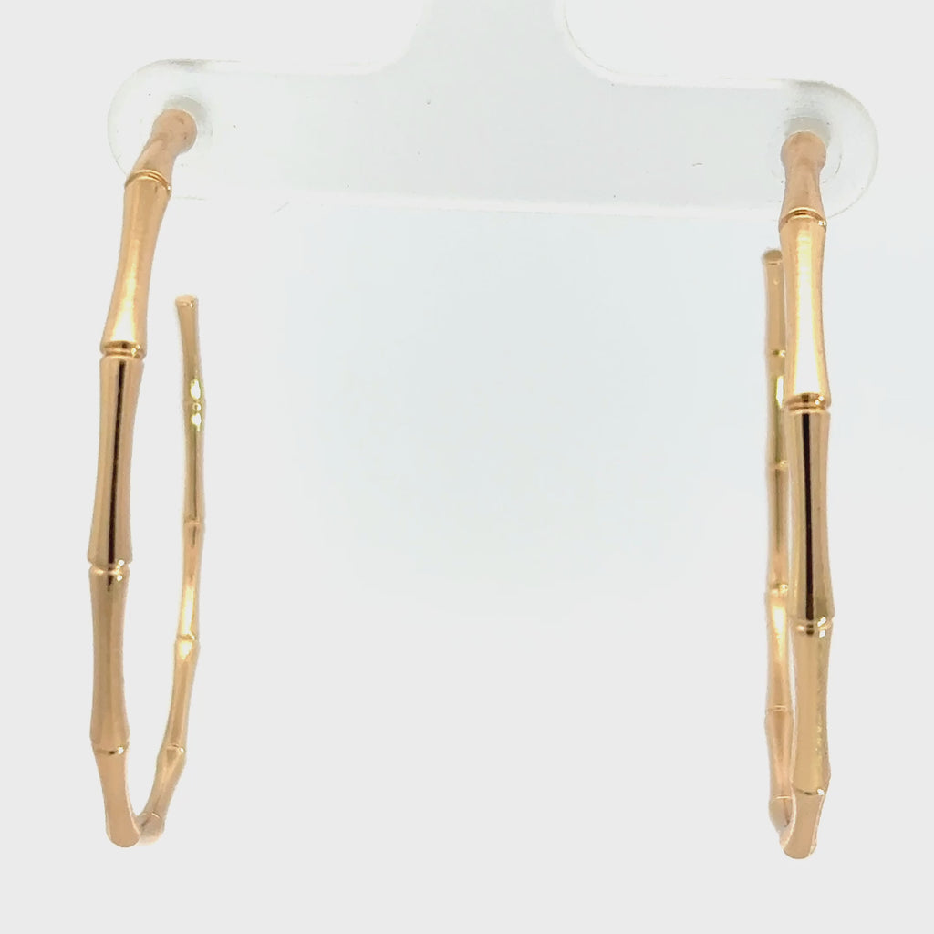Bamboo Style Gold hoop Earrings