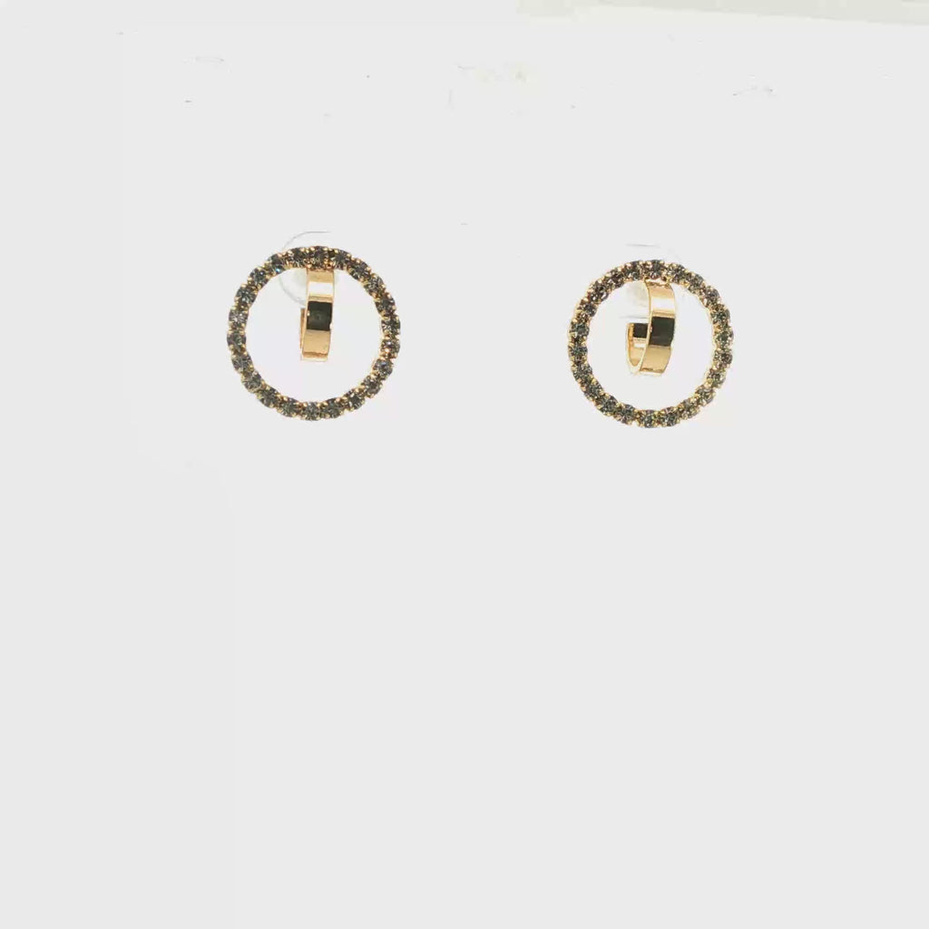 Diamond Open Circle Hoop Earrings in Yellow Gold