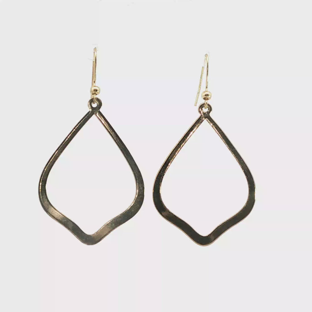 Yellow Gold Open Silhouette Drop Earrings