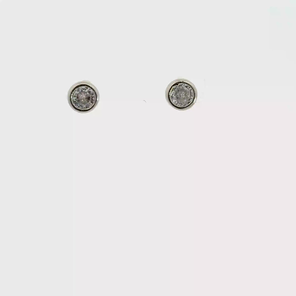 Classic Round Cut Diamond Stud Earrings in White Gold Plated Silver