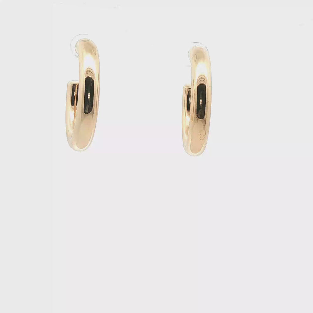 Polished Yellow Gold Tubular Hoop Earrings