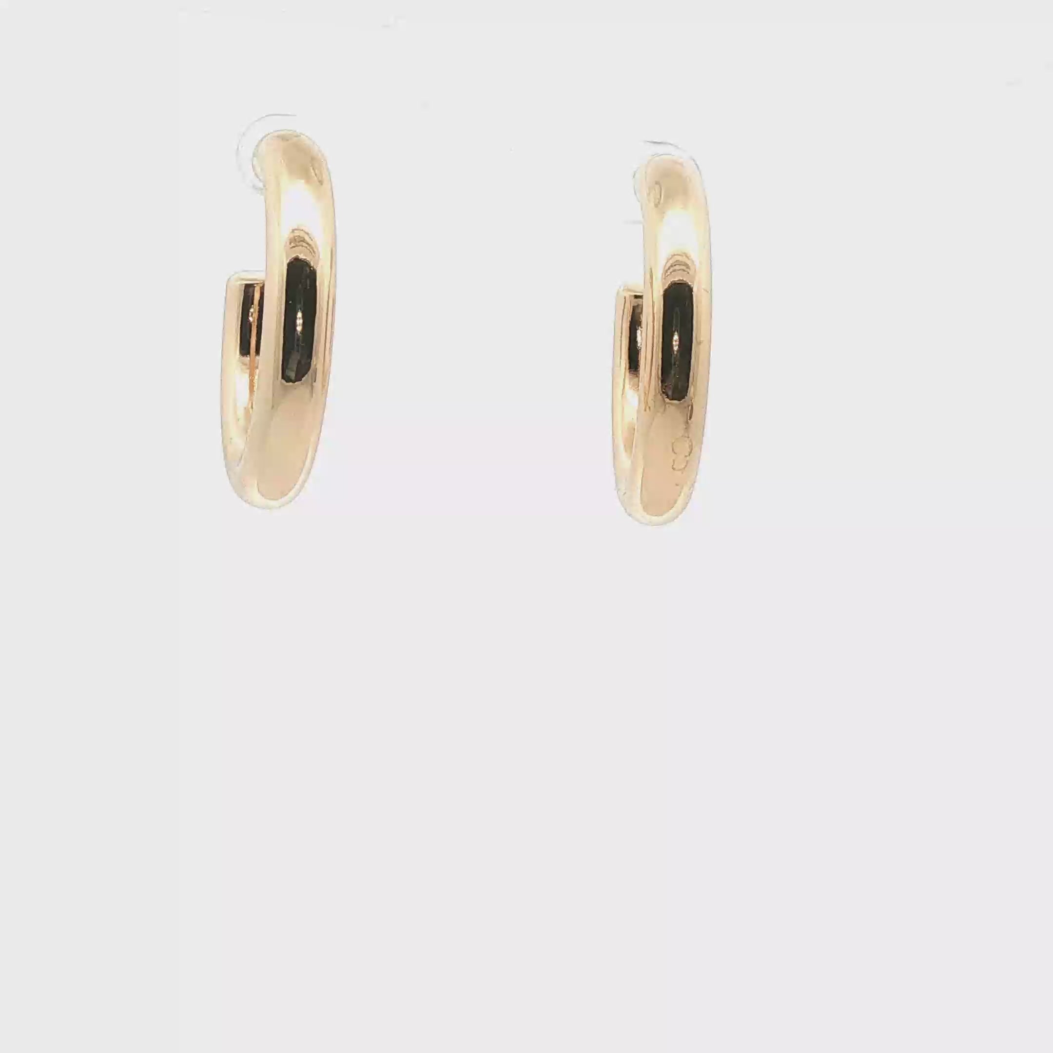 Polished Yellow Gold Tubular Hoop Earrings