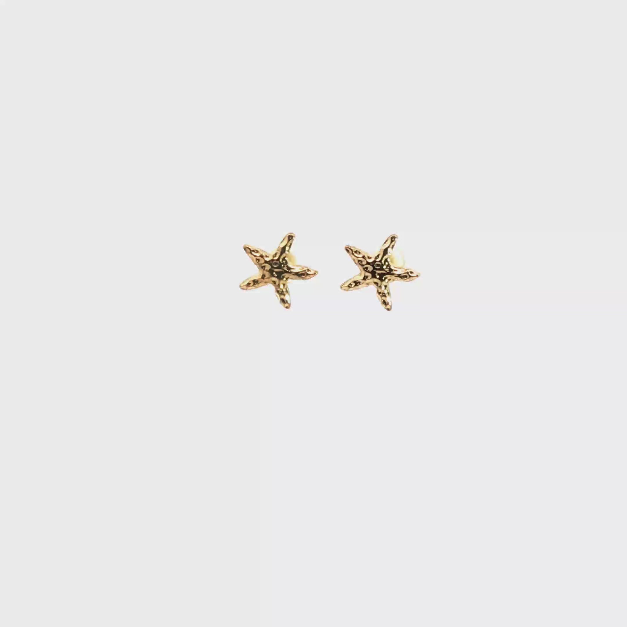 Yellow Gold Starfish Stud Earrings