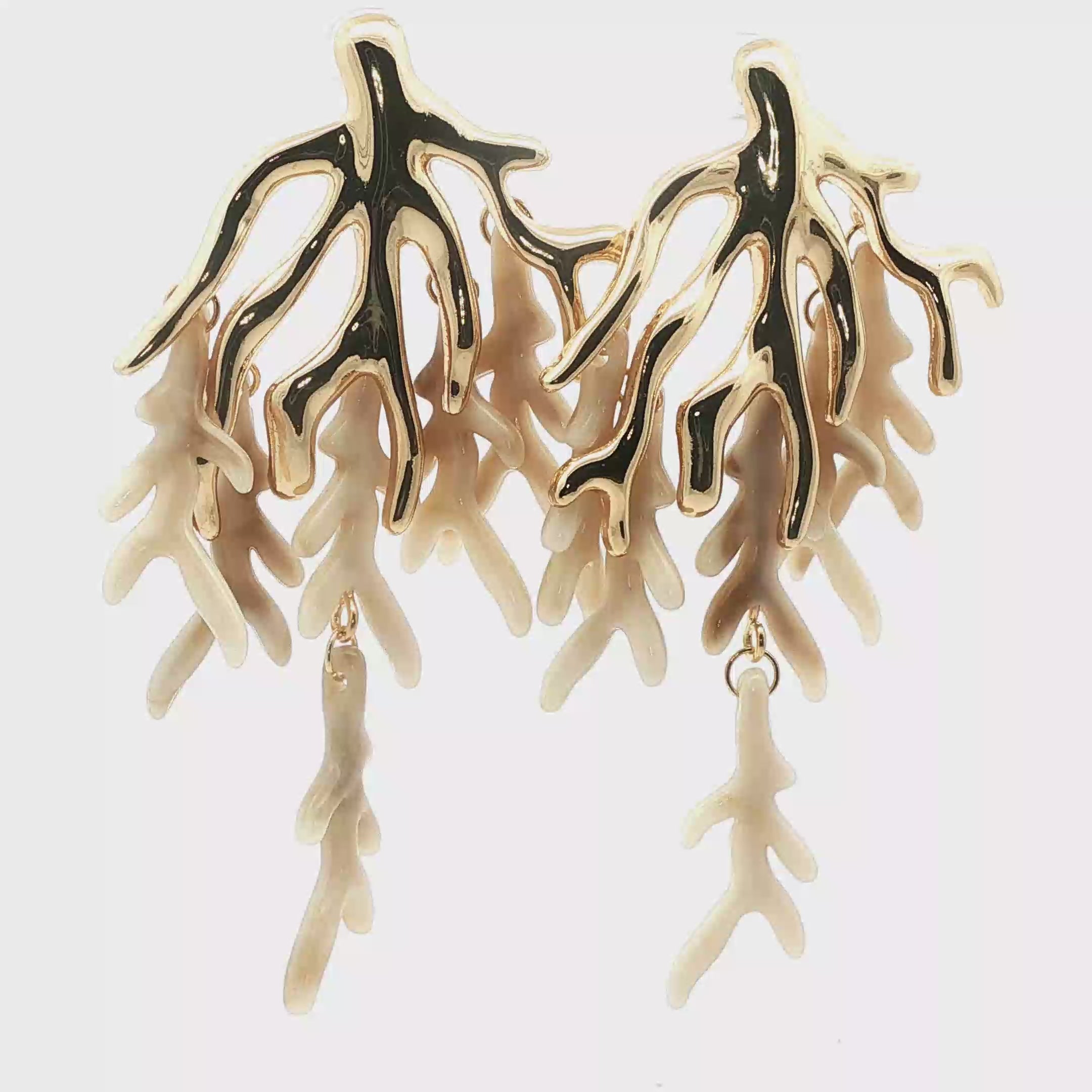 Yellow Gold Branching Coral Dangle Earrings