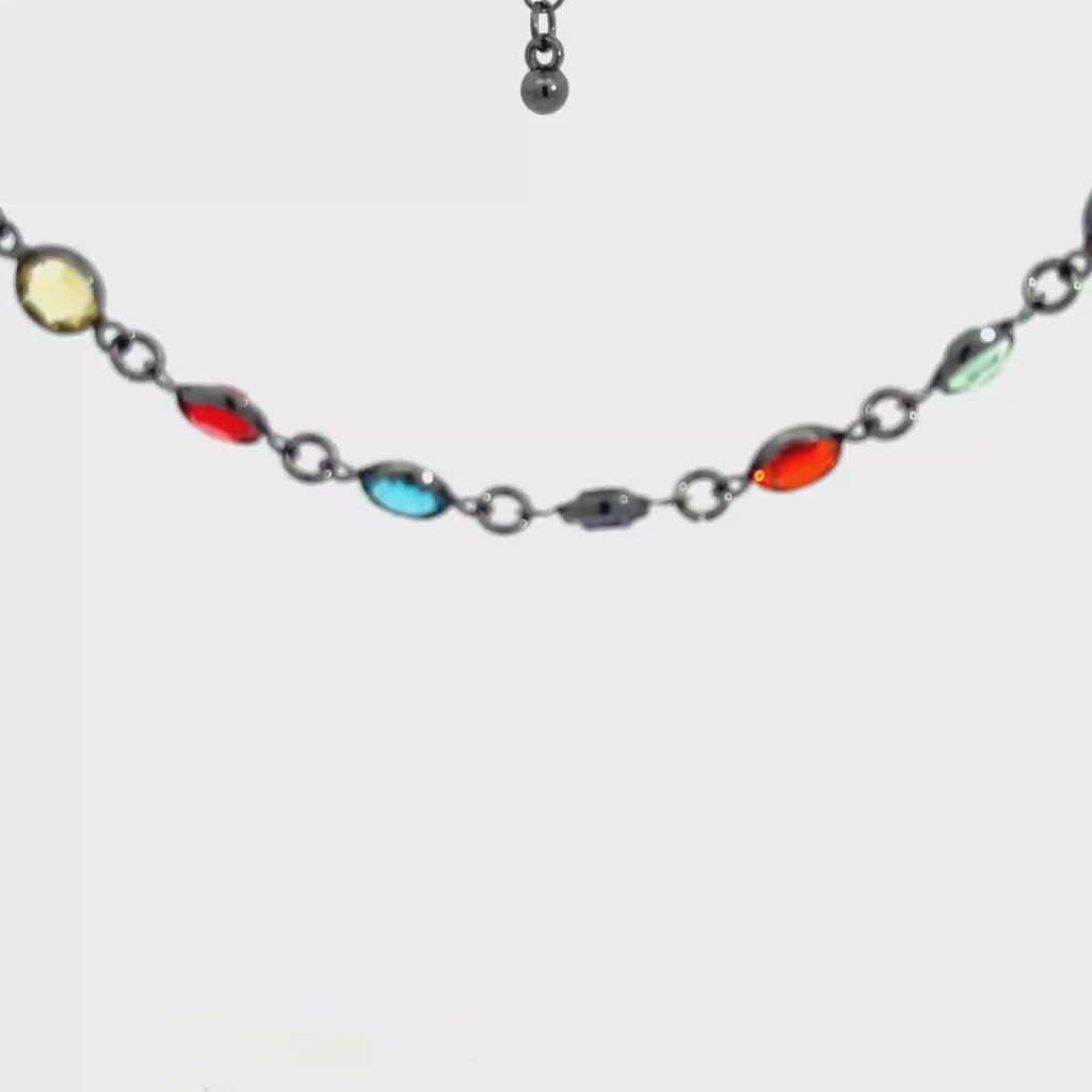 Chic Crystal Chain Necklace with Round Cabochon Cut
