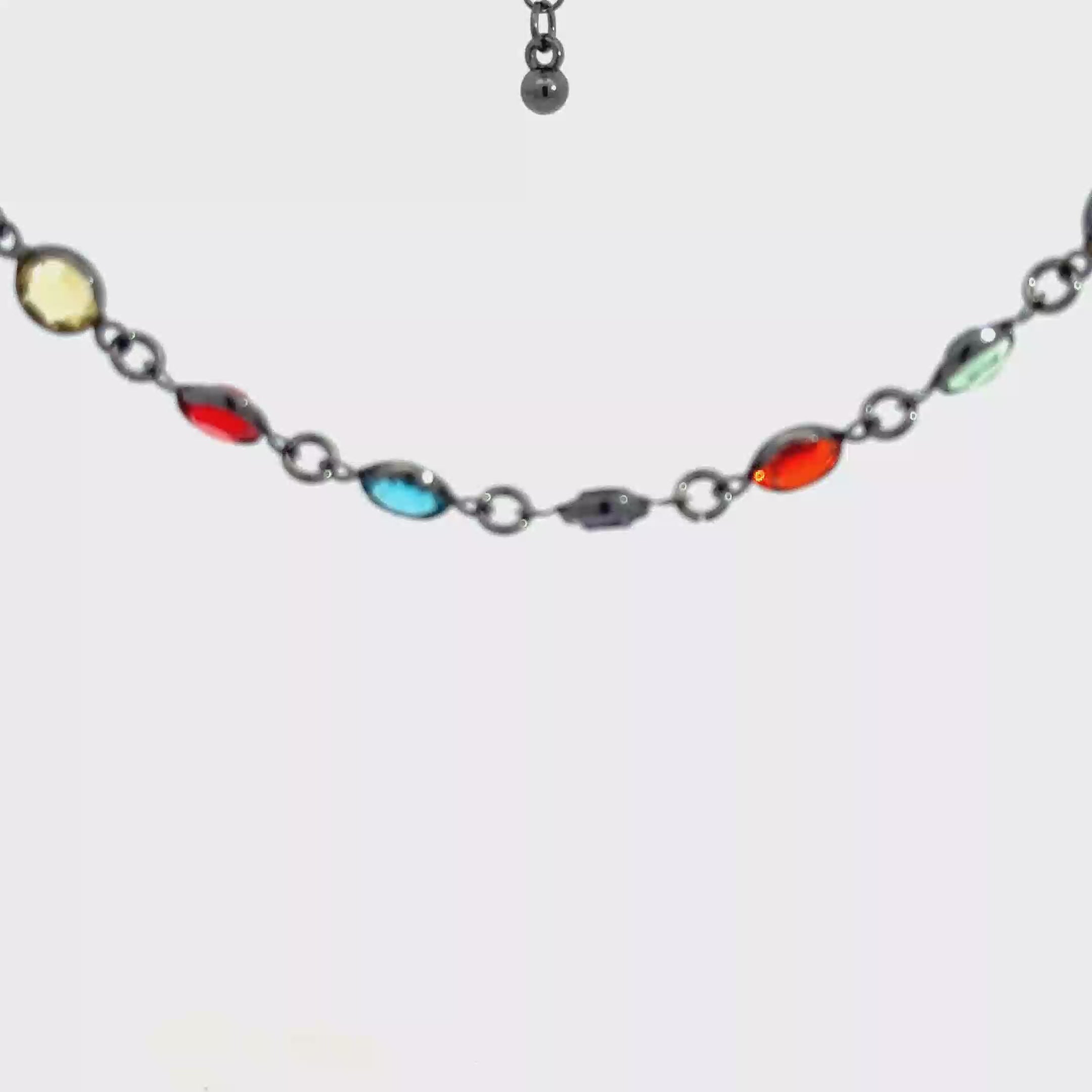 Chic Crystal Chain Necklace with Round Cabochon Cut