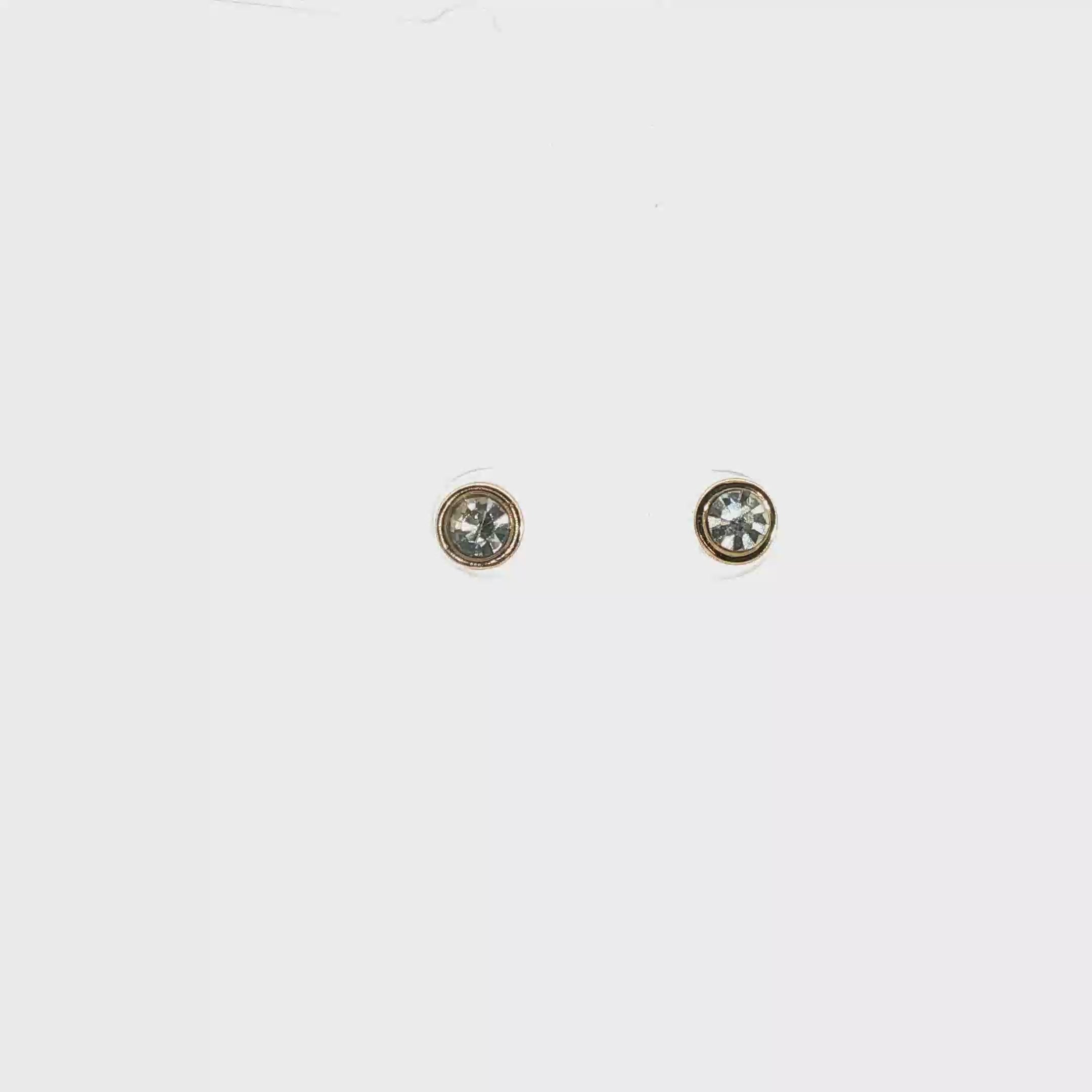 Rose Gold Bezel-Set Crystal Stud Earrings