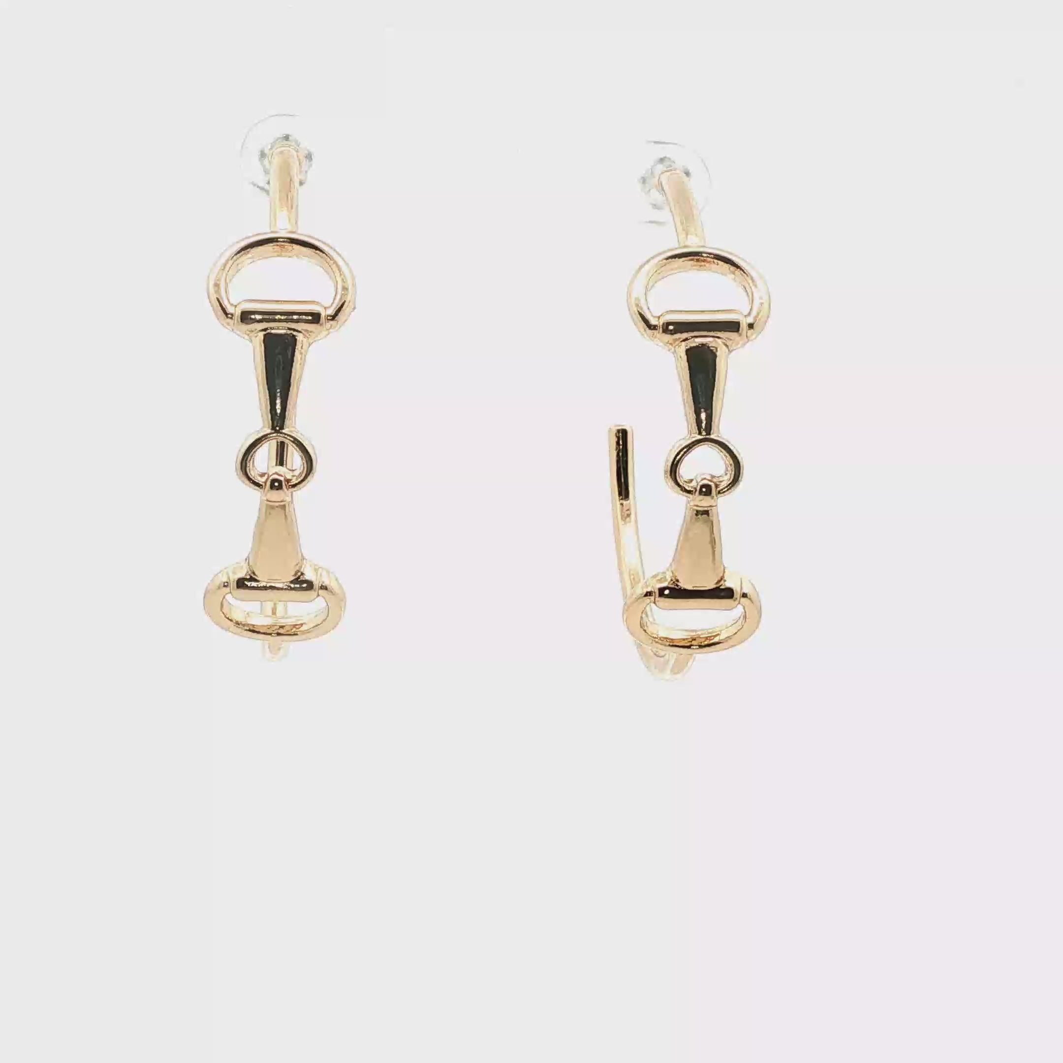 Yellow Gold Horsebit Hoop Earrings