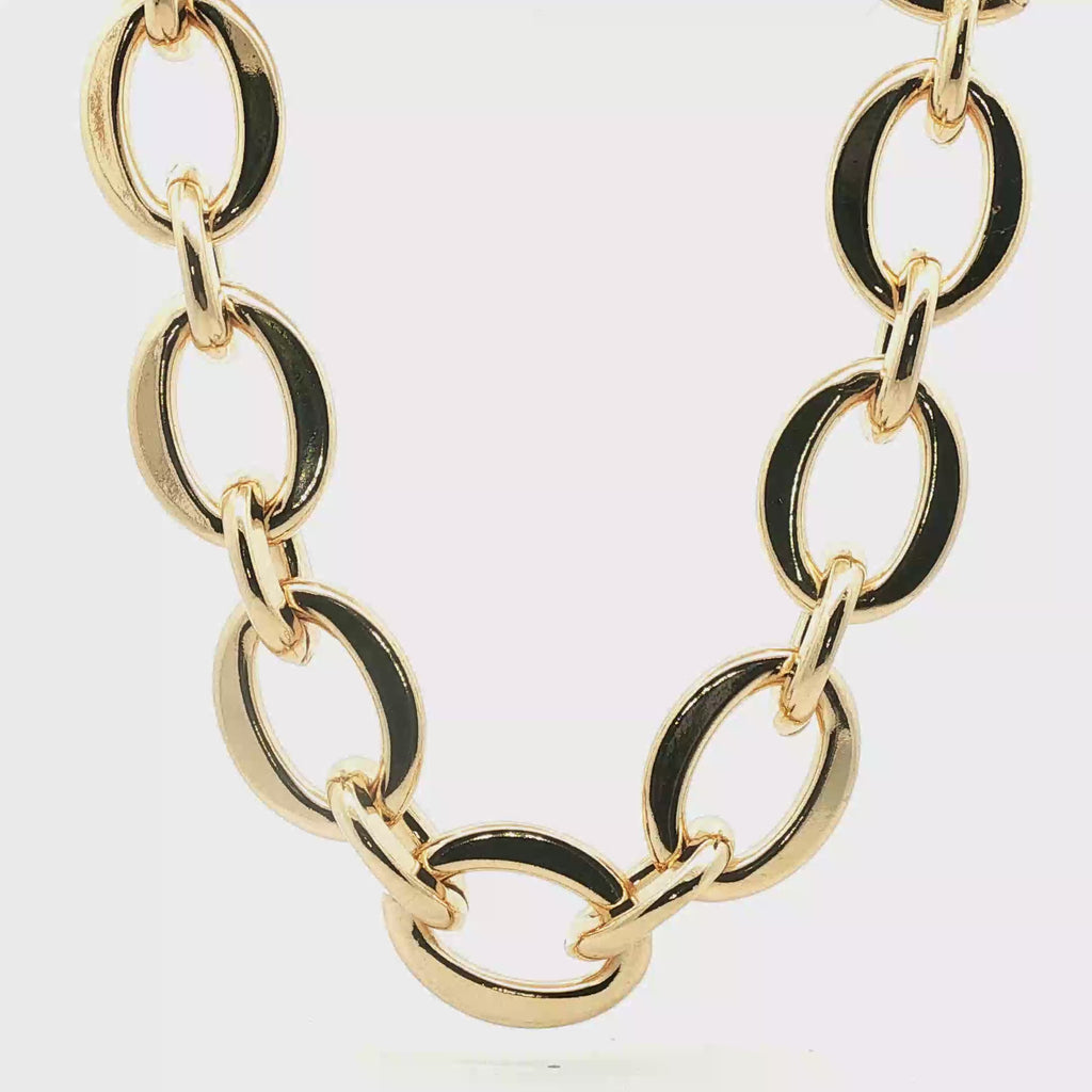 Yellow Gold Oval Link Chain Necklace