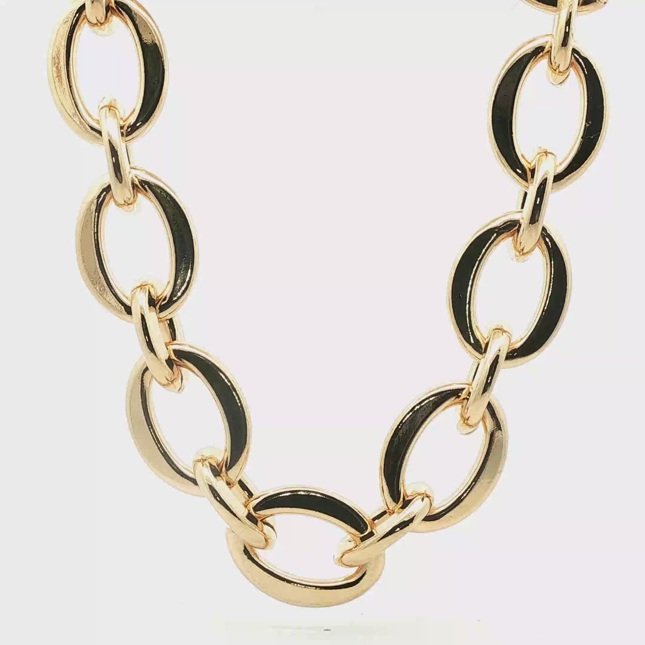 Yellow Gold Oval Link Chain Necklace