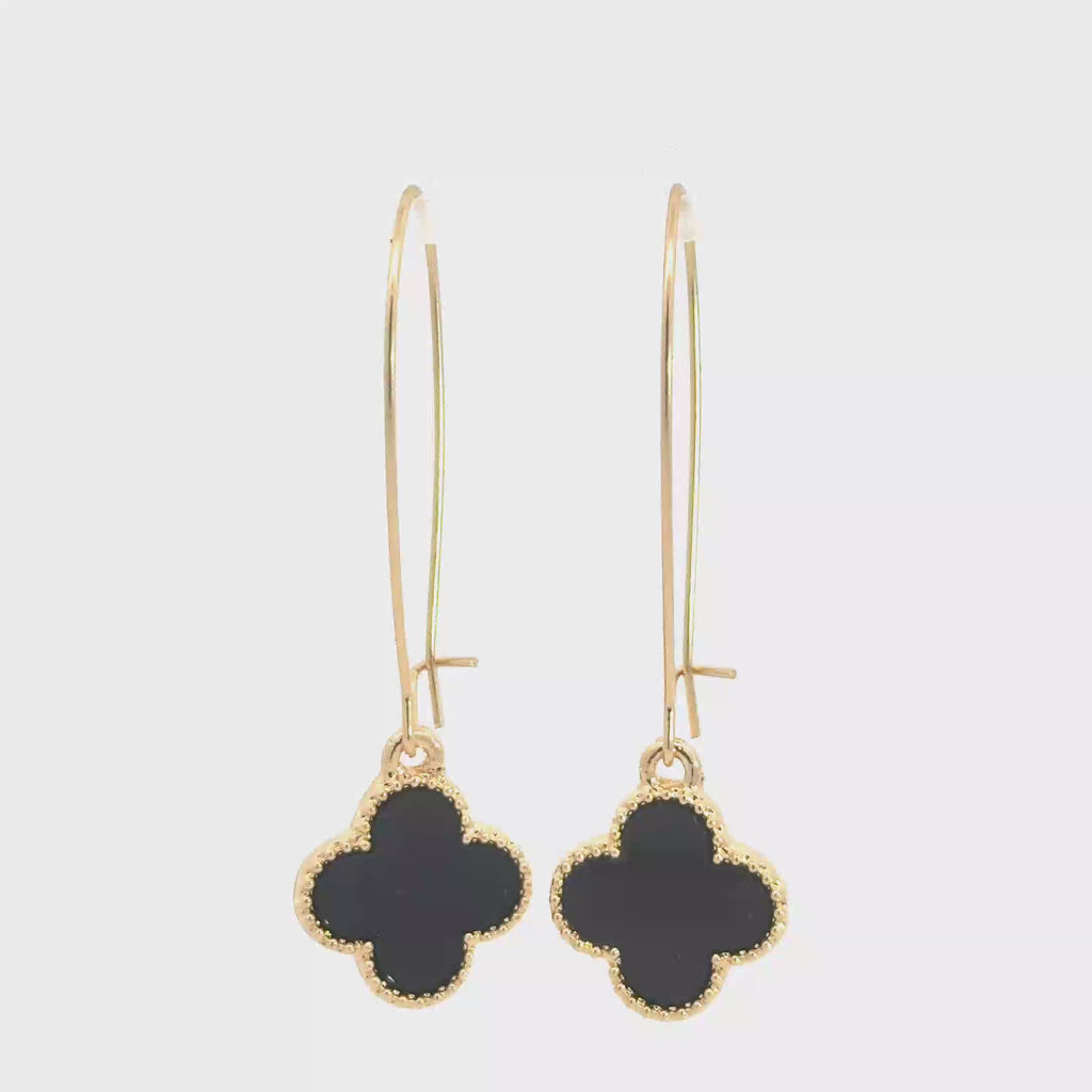Yellow Gold Clover Dangle Earrings