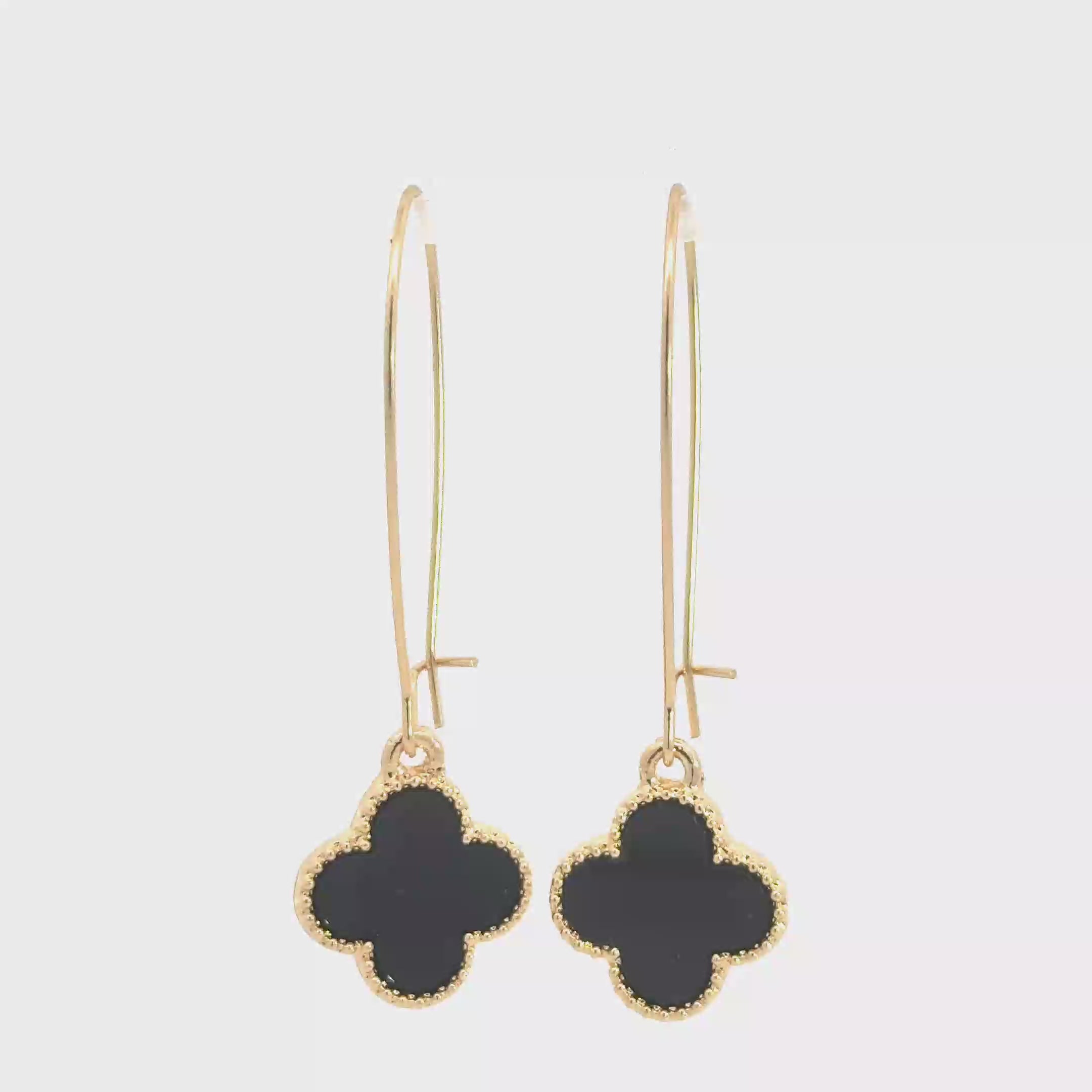 Yellow Gold Clover Dangle Earrings