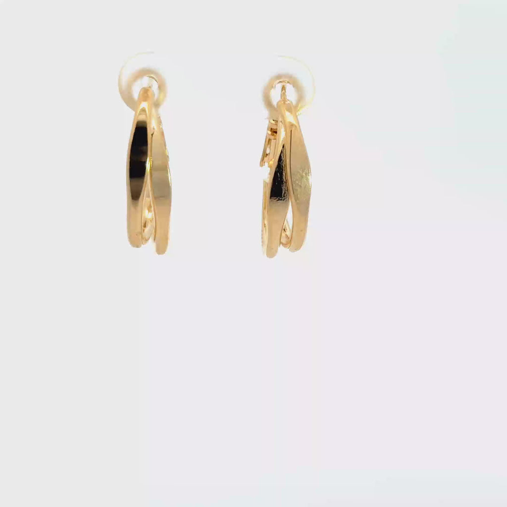Elegant Yellow Gold Double Hoop Earrings