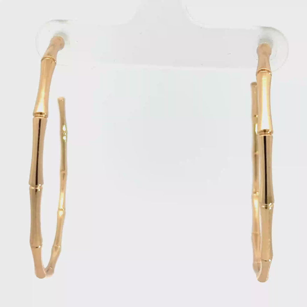 Yellow Gold Bamboo Hoop Earrings
