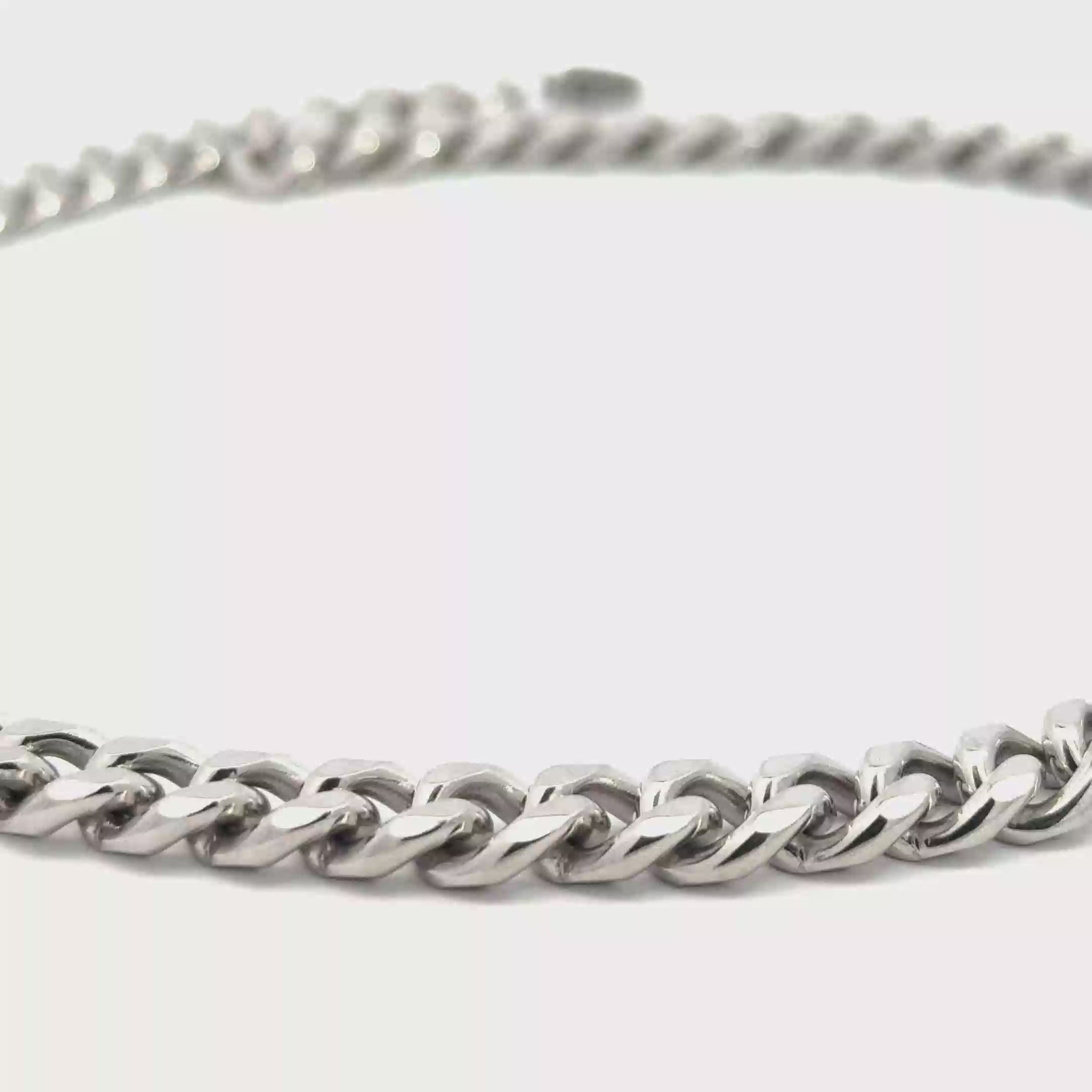 Elegant Silver Chain Necklace in White Gold Finish