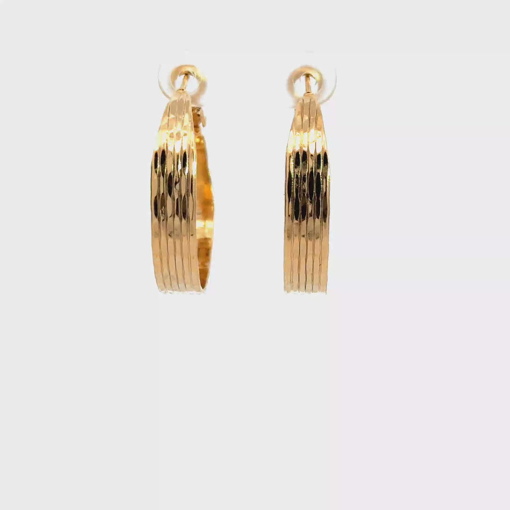 Textured Yellow Gold Hoop Earrings