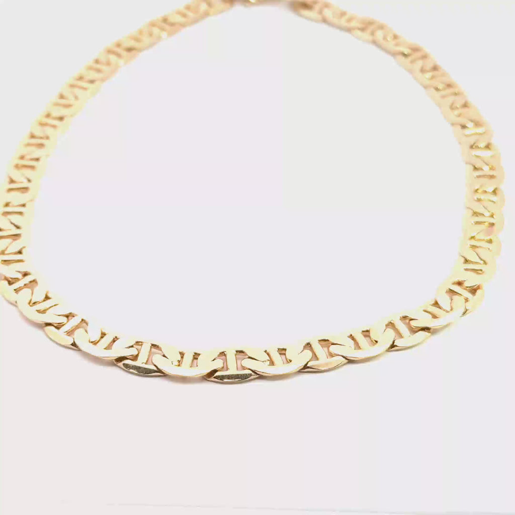 Yellow Gold Mariner Link Chain Necklace