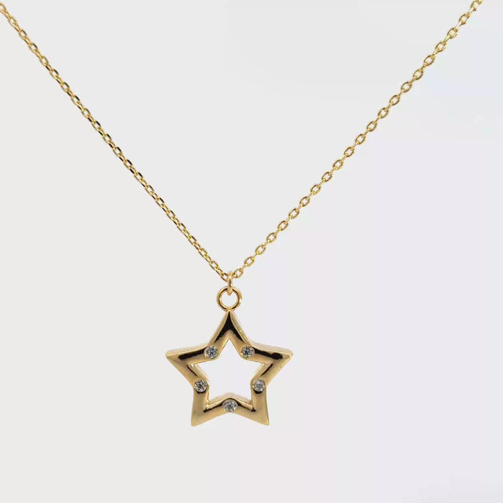 Yellow Gold Charm Necklace with Diamond Star Pendant