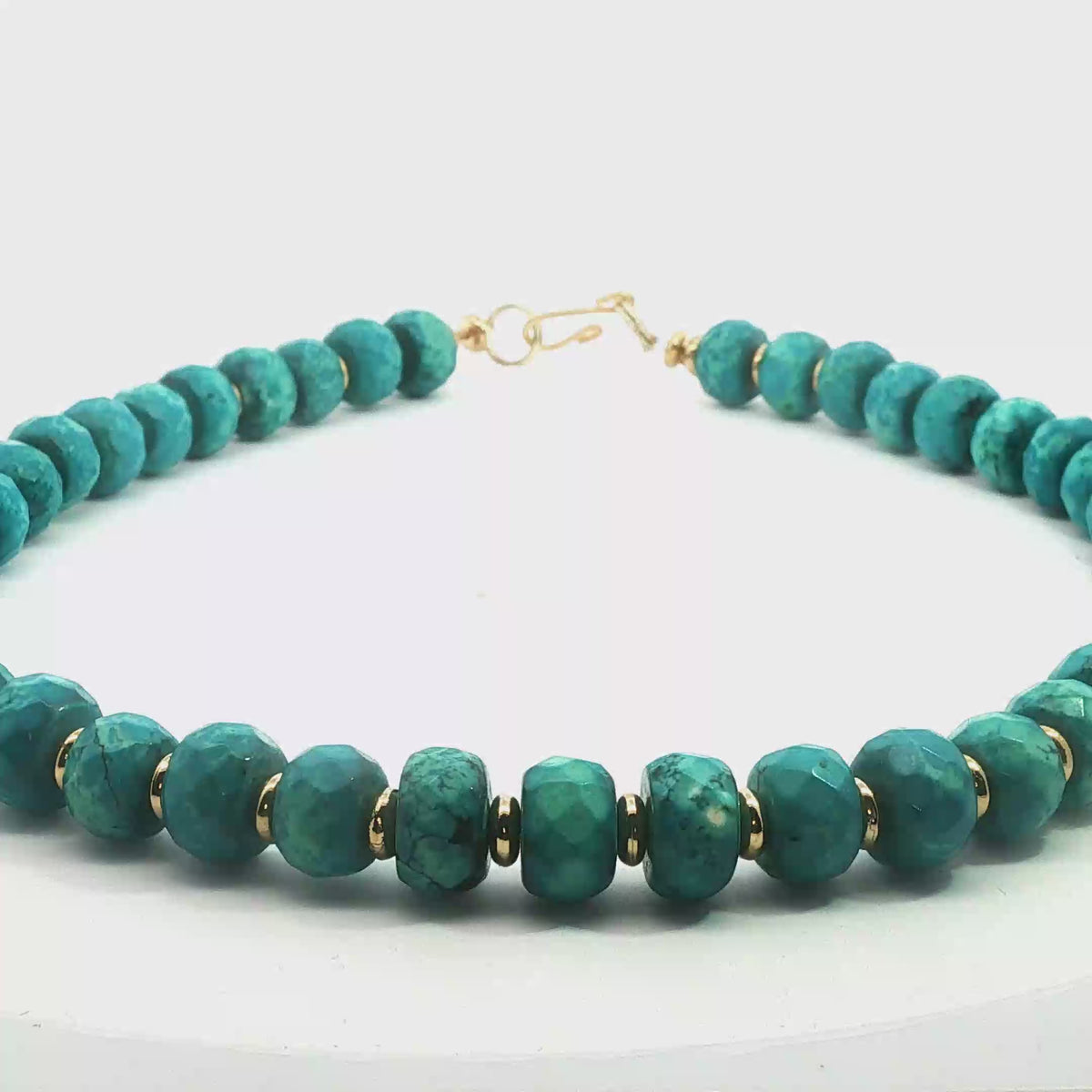 18"Turquoise Necklace with 18kt Gold-Filled Discs