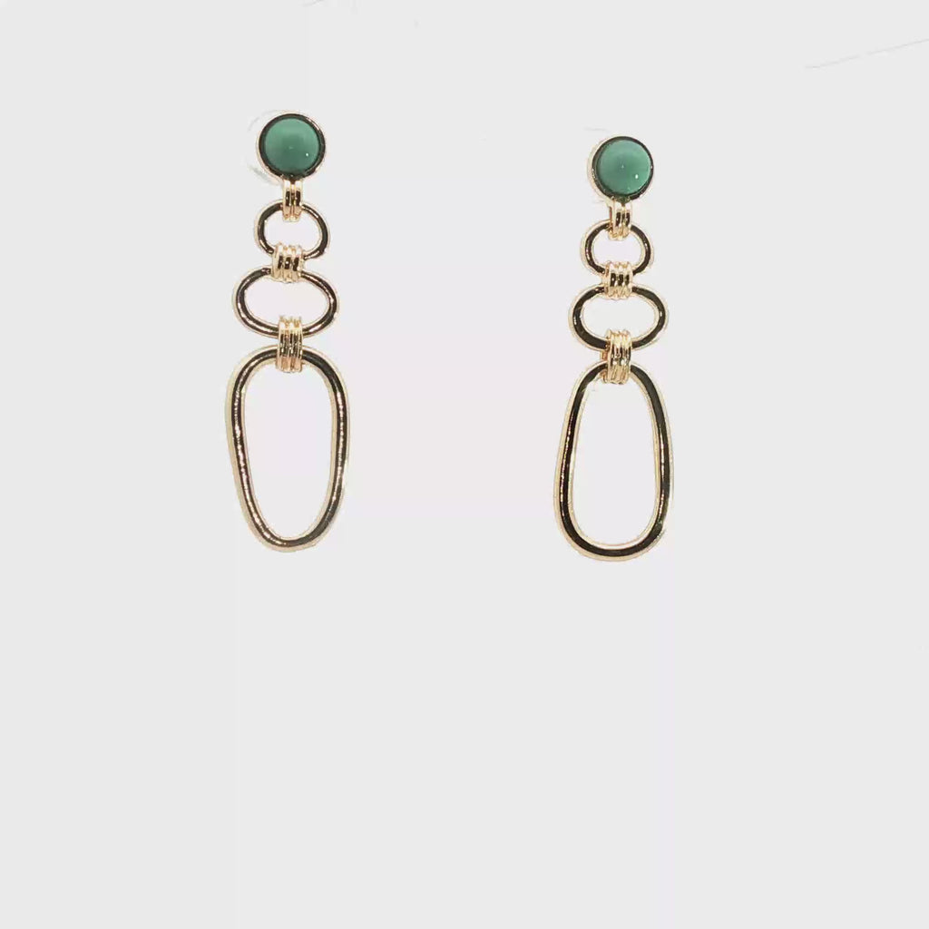 Yellow Gold Graduated Loop Jade Drop Earrings