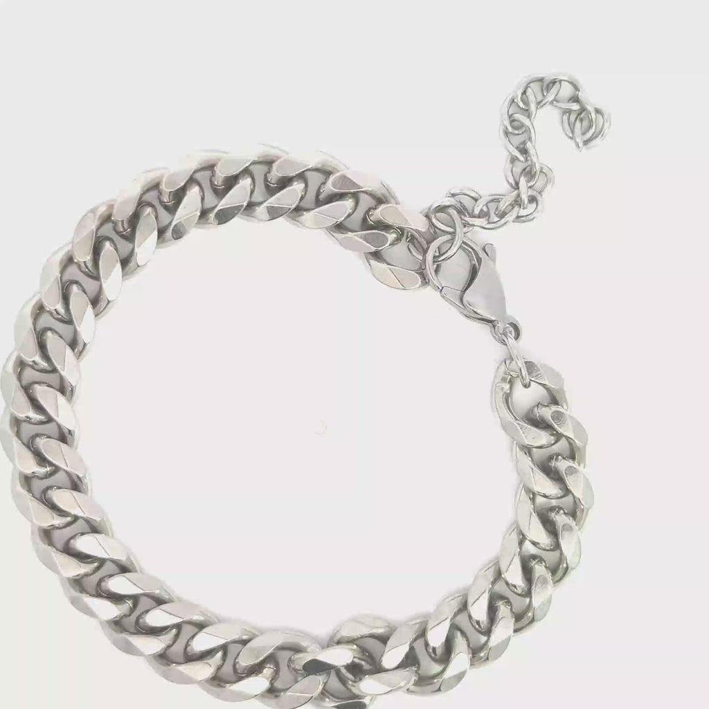 Silver Chain Bracelet for Men or Women in White Gold Finish